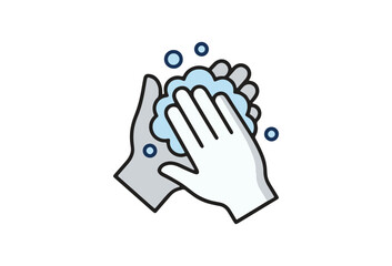 Fototapeta premium Handwashing, hygiene, soap, vector icon, health, cleanliness