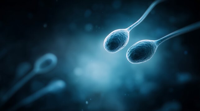 Human spermatozoa swimming towards fertilization inside the body