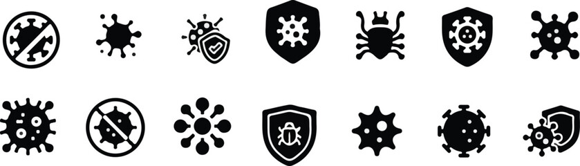 Fototapeta premium Hantavirus disease prevention vector icon set
