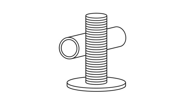 Modern cat scratching post and tunnel furniture for pet play, climbing, and claw maintenance in a home setting.