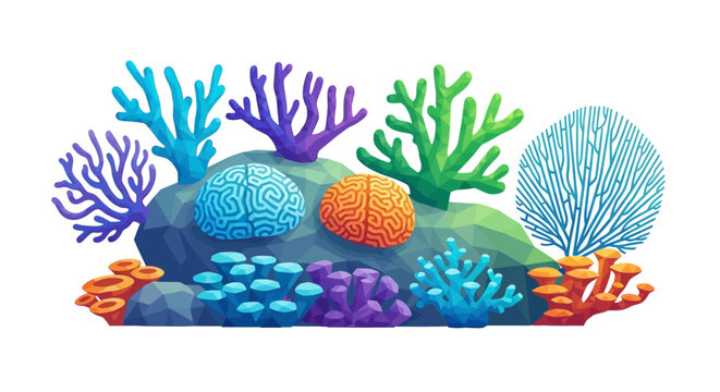 Brain Coral Reef Life - Colorful Underwater Scene with Neural Structures