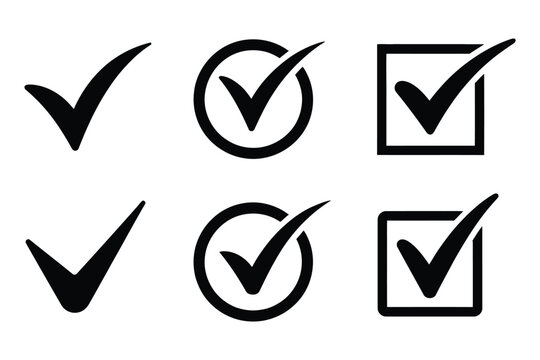 Check mark icon vector symbols for web, computer and mobile interface design, confirmation and validation concept
