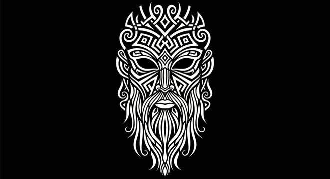Intricate viking mask illustration