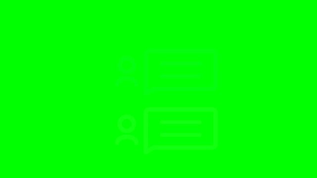Online Chat Communication Animation Icon on Green Screen Background