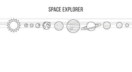 Hand drawn sketch of the solar system with planets and the sun. © Syakira_Muhtar