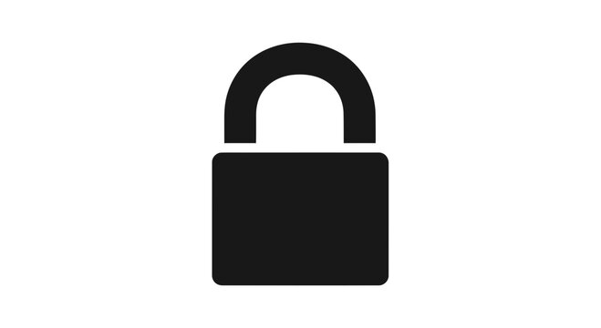 Black security padlock icon isolated on white background. Protection, safety, privacy concept.