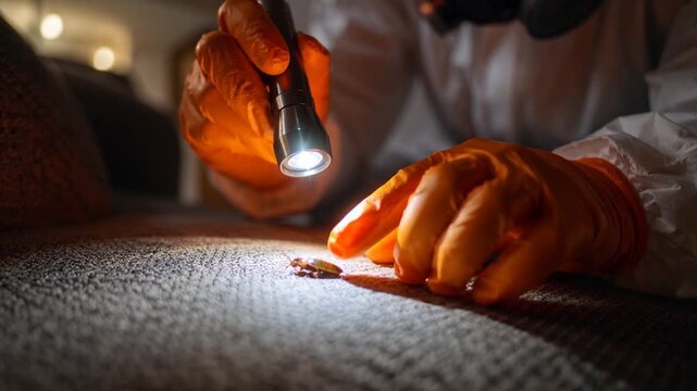 Professional pest inspection in residential interior
