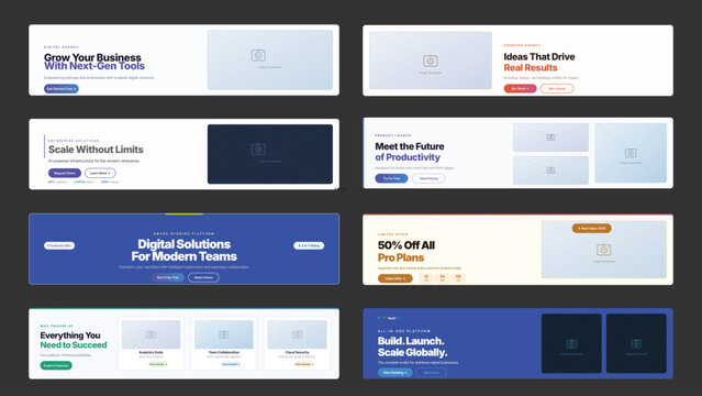 SaaS Marketing Banner Corporate Business Web Banner Vector Template Set