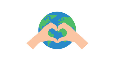 Hands forming heart shape around planet Earth, symbolizing love for environment © Pacek