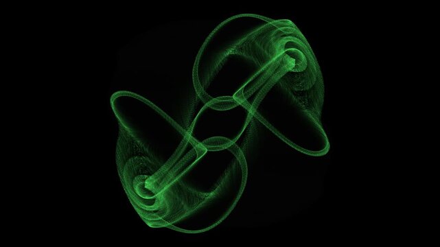 Thomas Cyclically Symmetric Attractor 4K Glowing Emerald Green Particles Chaotic System Physics Simulation Seamless Loop
