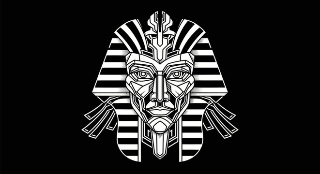 Geometric pharaoh illustration on black background