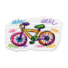Fototapeta premium PNG Colorful hand-drawn bicycle illustration.