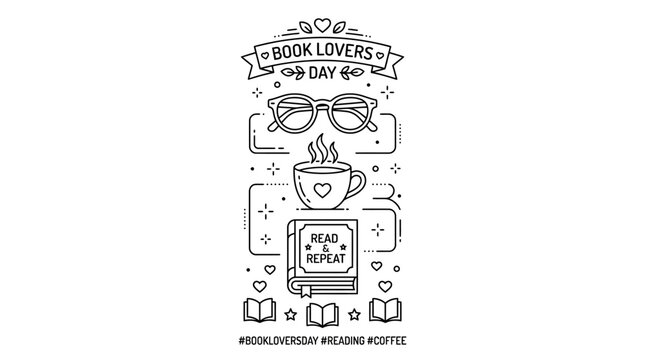 Hand drawn doodle illustration for National Book Lovers Day.