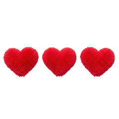 Fototapeta premium Three red heart icons aligned in a horizontal row