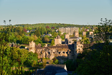 Fototapeta premium Scenic hillside town with historic stone buildings