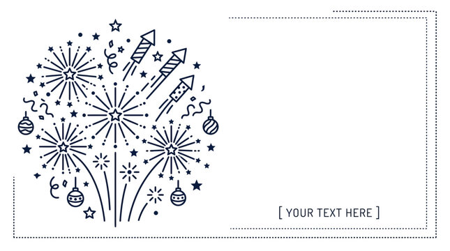 Minimalist festive fireworks background with space for custom text.