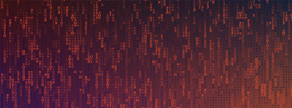 Digital Code Rain, Code Rain Matrix, Binary Digital Rain. Dynamic Binary Code Rain With Matrix Digital Effects And Technology Style.