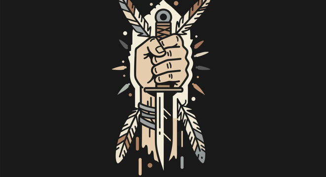 Fist holding dagger vector illustration
