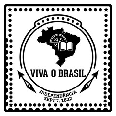 Obraz premium Viva o Brasil flag stamp frame vector design