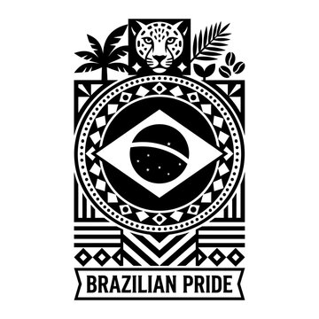Brazilian pride ornate flag square vector design