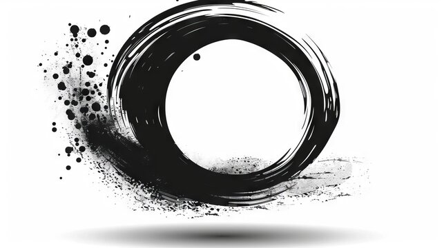 Circular Black Ink Zen Brush Stroke 310