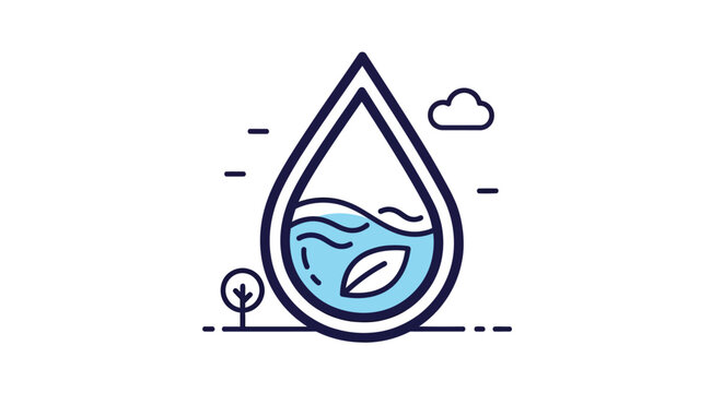 Water droplet icon with leaf inside.