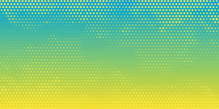 Bright pop art background in blue and yellow colors dot haltone retro style, vector illustation full hd
