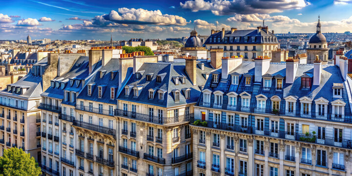 A View of the Roofs of Buildings in Paris