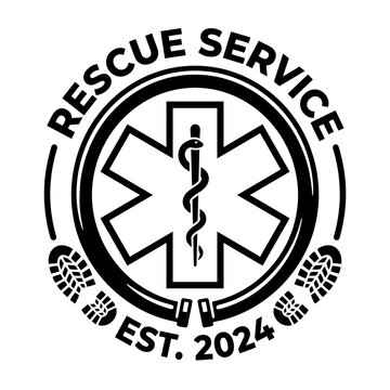 Rescue service medical star badge emblem