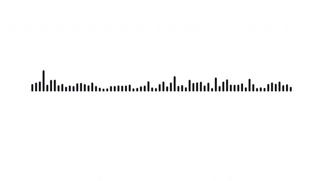 Smooth voice waveform animation, black line audio wave visualization voice record, white background equalizer motion, digital audio spectrum visualizer, podcast branding loop, 4k