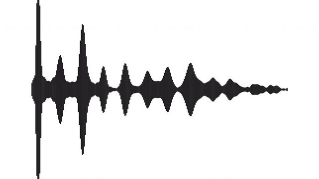 Smooth voice waveform animation, black line audio wave visualization voice record, white background equalizer motion, digital audio spectrum visualizer, podcast branding loop, 4k