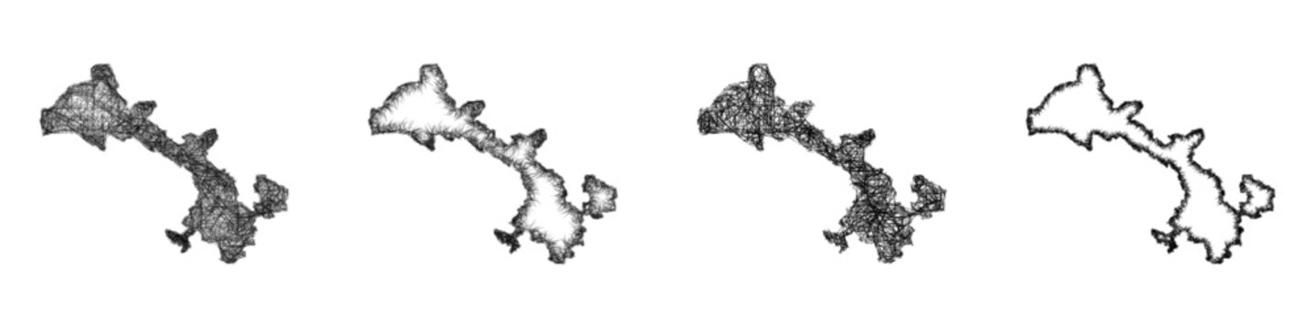 Sketch black and white Gansu (China) outline map design set