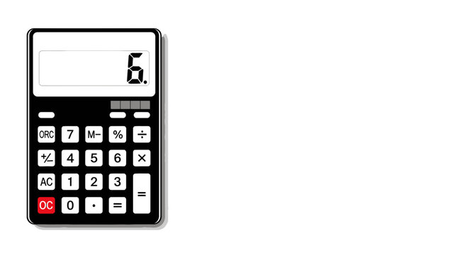 black and white calculator with display screen