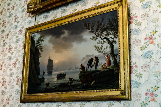 &laquo; Tableau classique encadr&eacute; repr&eacute;sentant une sc&egrave;ne maritime dramatique &raquo;
