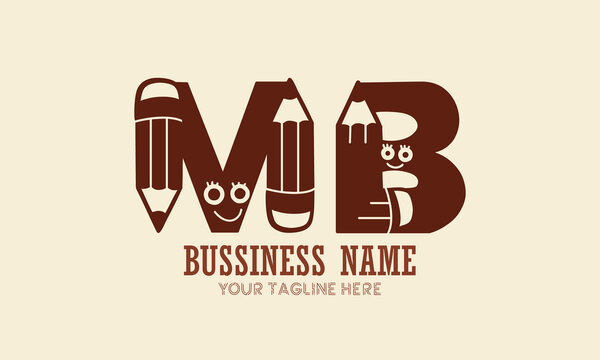 MB M mb initial logo | initial based abstract modern minimal creative logo, vector template image. luxury logotype logo, typography logo. initials logo, school logo, pencil, smily logo, stationary.