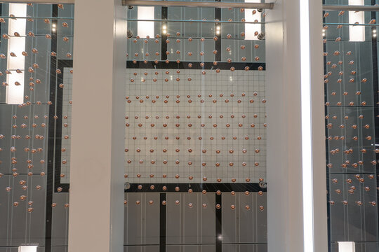 Kinetic Rain sculpture low angle view at Changi Airport T1