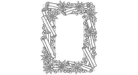 Fototapeta premium Intricate floral border frame with leaves and twigs, empty decorative illustration template