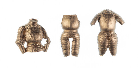 Obraz premium golden knight armor on a white isolated background 