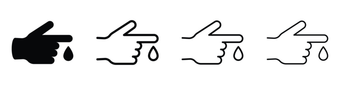 Icon representing a finger pricked for blood sample, symbolizing medical testing