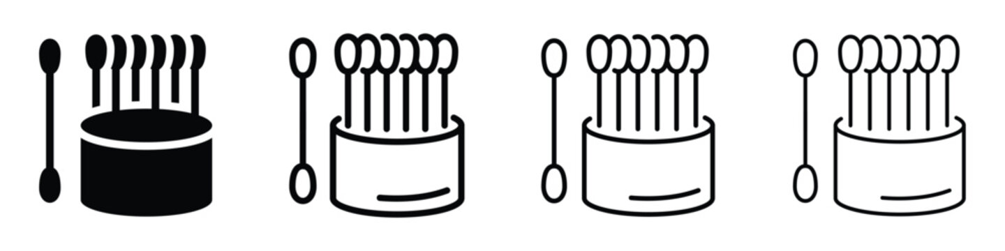 Set of cotton swabs in a holder with one swab standing alone