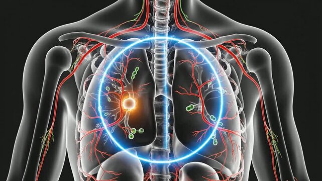 Detailed Anatomical Illustration of Human Lungs Showcasing Respiratory System with Highlighted Vascular Structures and Clear Background for Medical Education and Health Graphics