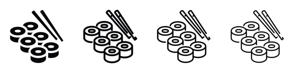 Sushi rolls and chopsticks icon set for food and restaurant design © LOBSTER LARRY