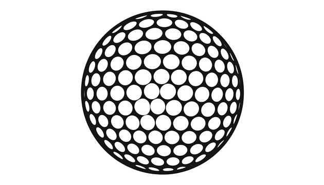 Golf ball dimple pattern, isolated graphic symbol on white background, sport equipment detail