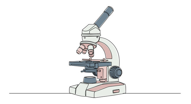 Scientific microscope illustration with pastel colors on a white background