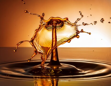 liquid dance a mesmerizing visual feast of liquid motion with amber hued elixir showcasing the raw energy of the splash and cascade