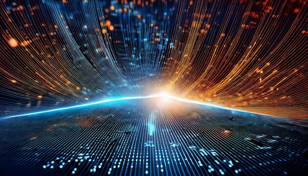 abstract close up of digital data with light symbolizing technology and innovation
