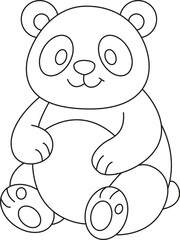 Obraz premium cute panda bear cartoon outline hand drawn Line Art illustration doodle art coloring page for kids
