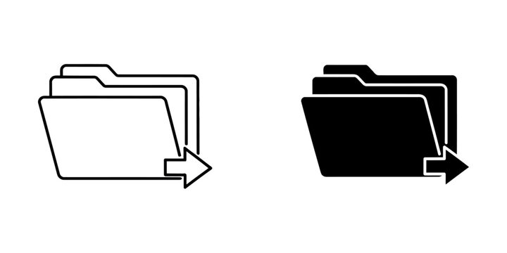 File folder export and transfer icon set with right arrow symbol, transfer