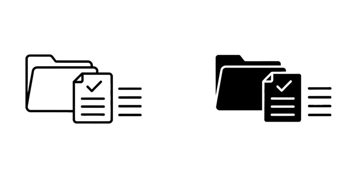 Document folder management icon set with document management organization