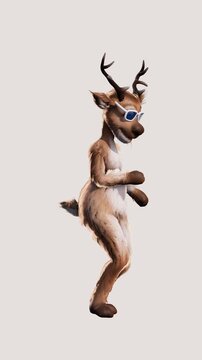 Funny Dancing Reindeer in Sunglasses on White Background &ndash; 4K 60fps 3D Animation